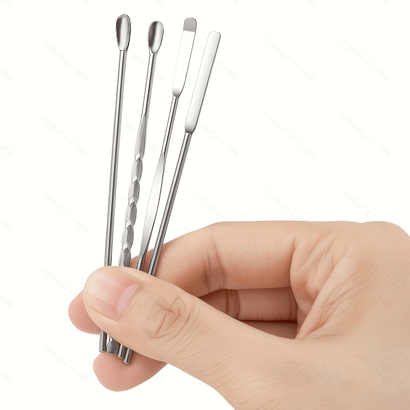 TEMU 4pcs Nail Art Mixing Spoon Set - Ideal For Powder And Liquid Stirring, Gel Polish, Acrylic Powder, And Nail Art Application
