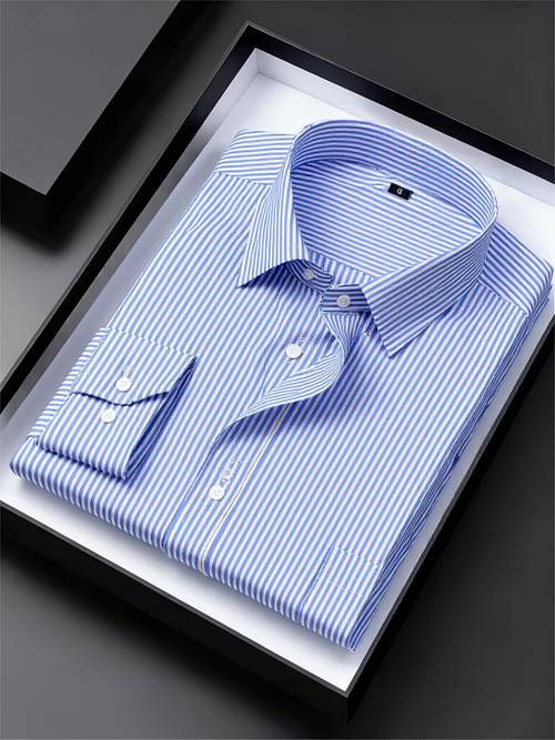 new mens cotton blend striped long sleeve shirt with a casual striped design layering and versatile for outfits