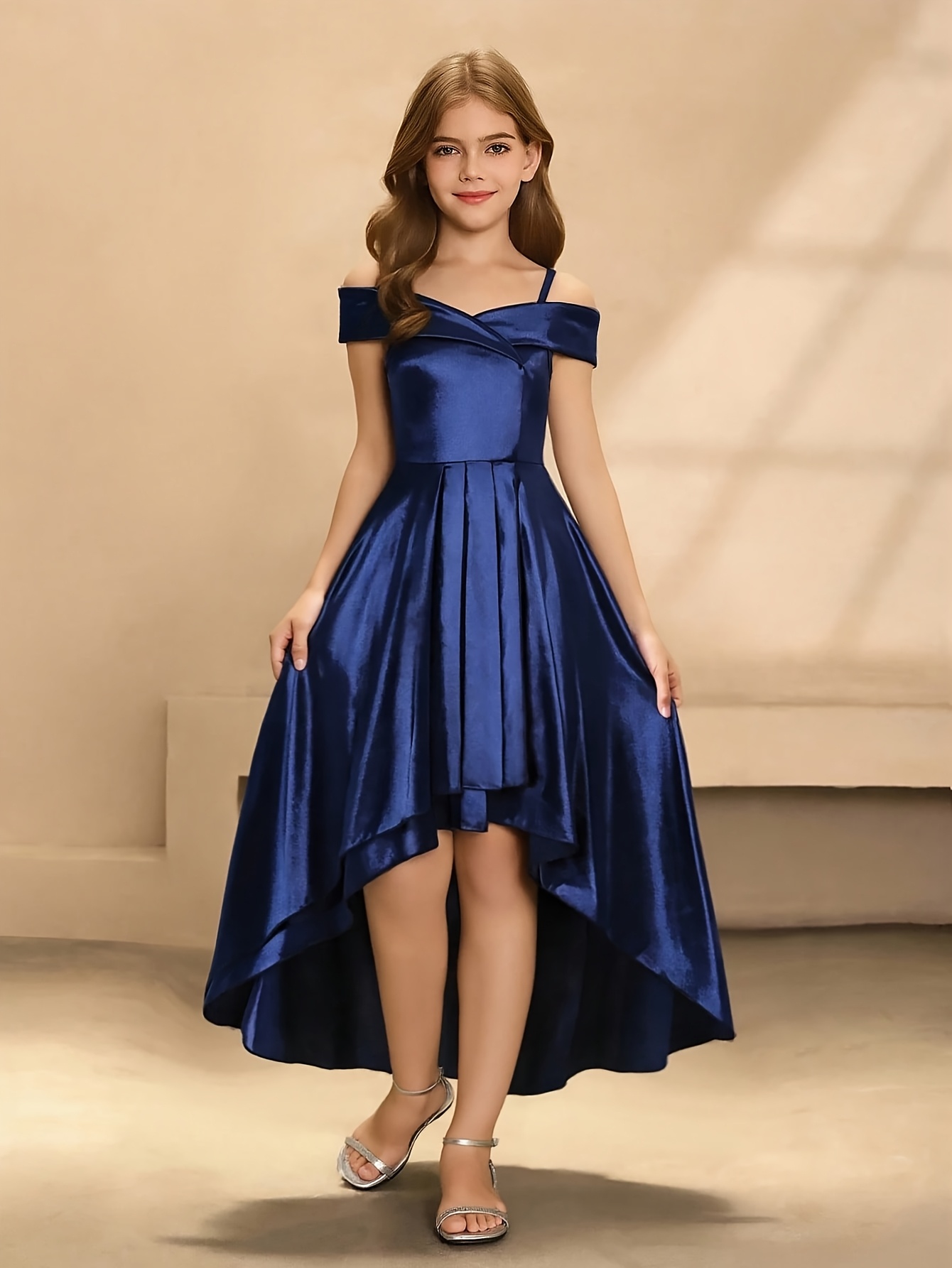 princess polly baby blue dress Blue Tulle Long A-Line Formal Dresses, Shiny V-Neck Evening Dresses –  Loveydress main image 0
