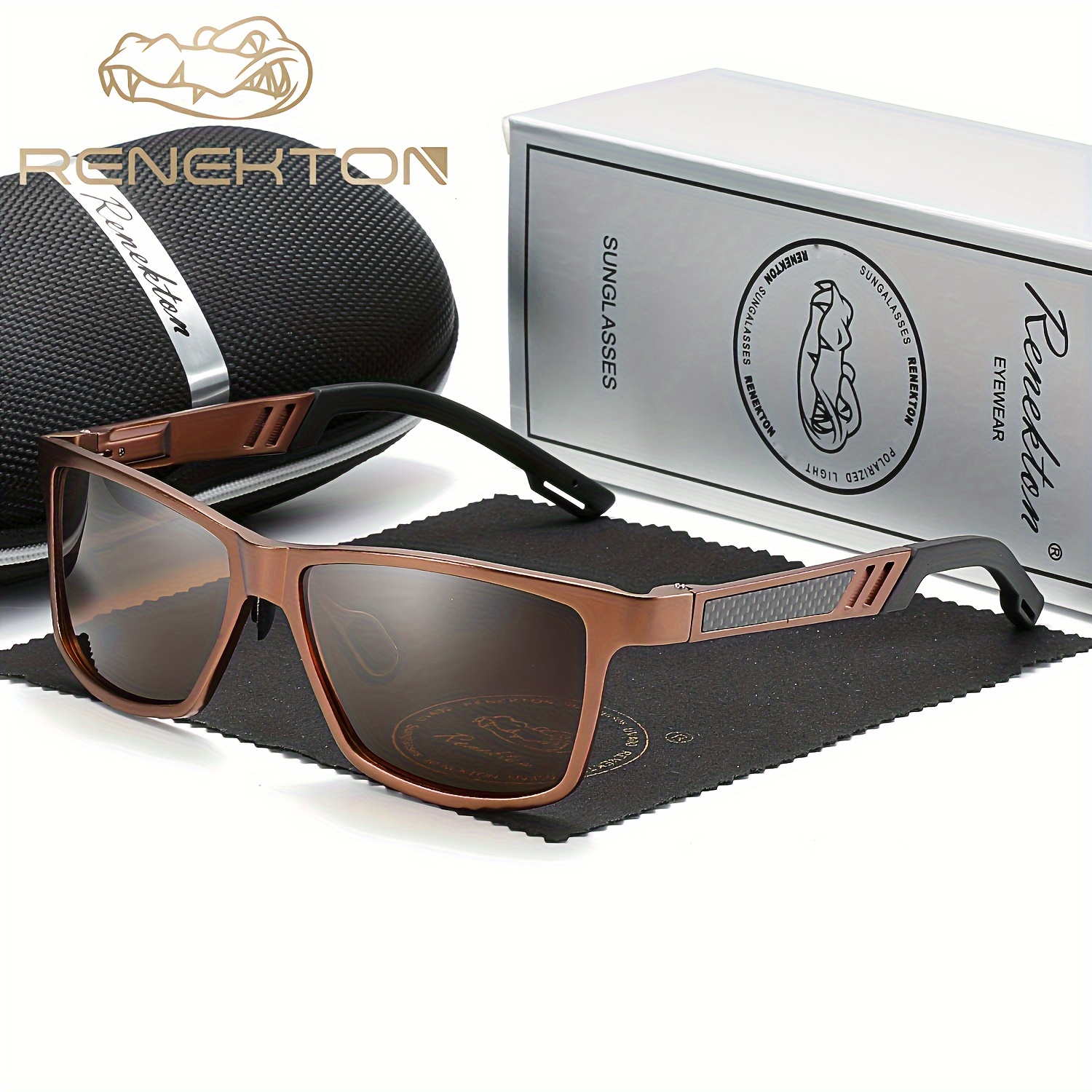 1pc Renekton Men's Polarized Sunglasses, Aluminum Magnesium Driving Glasses, Rectangle Frame Tac Lens Sunglasses,Sun Glasses,Temu