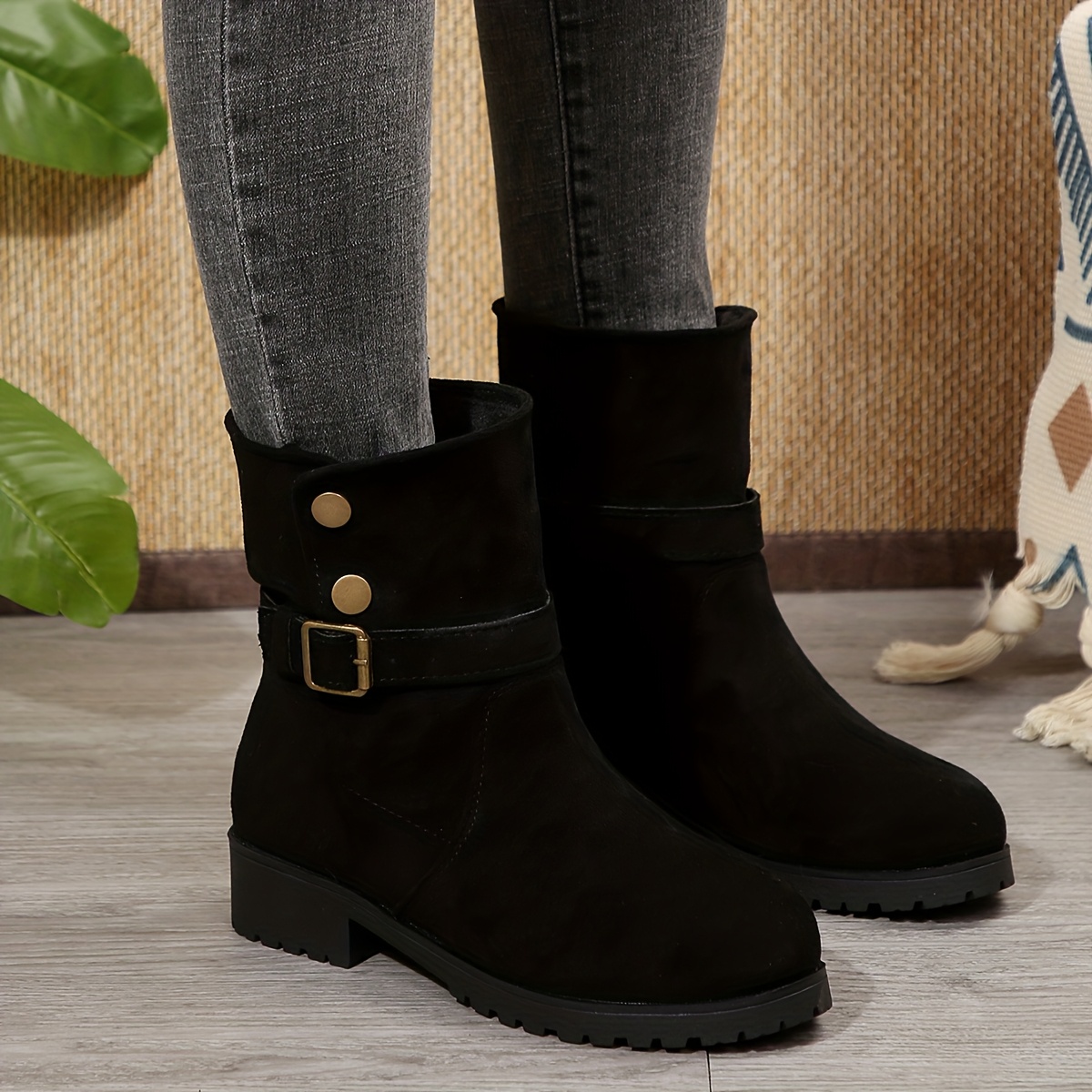 

Women' Ankle Boots, Winter Strap Short Boots, Chunky Heel Heightening And Ankle Boots