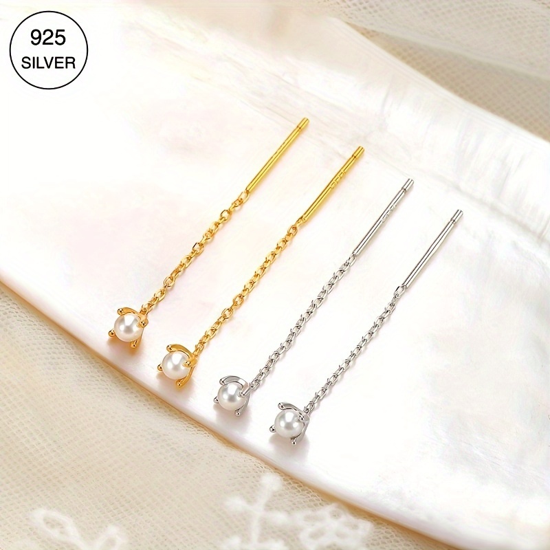 18K Gold Plated Shell Pearl Dangle Earrings Hypoallergenic Lightweight