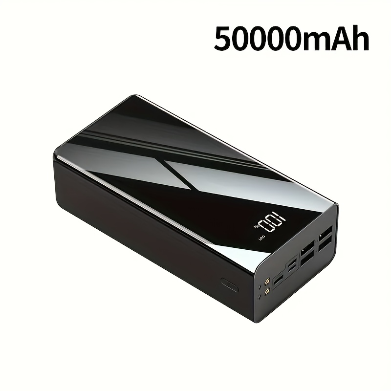 TEMU 50000mah Portable Large Capacity Mobile Power Bank With Multiple Type-c, Micro, Usb Ports/ Display/light, Suitable For Fast Charging Of Various