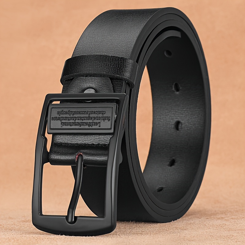 TEMU [customer Favorite] Black Belt With Automatic Alloy Buckle - & For Casual