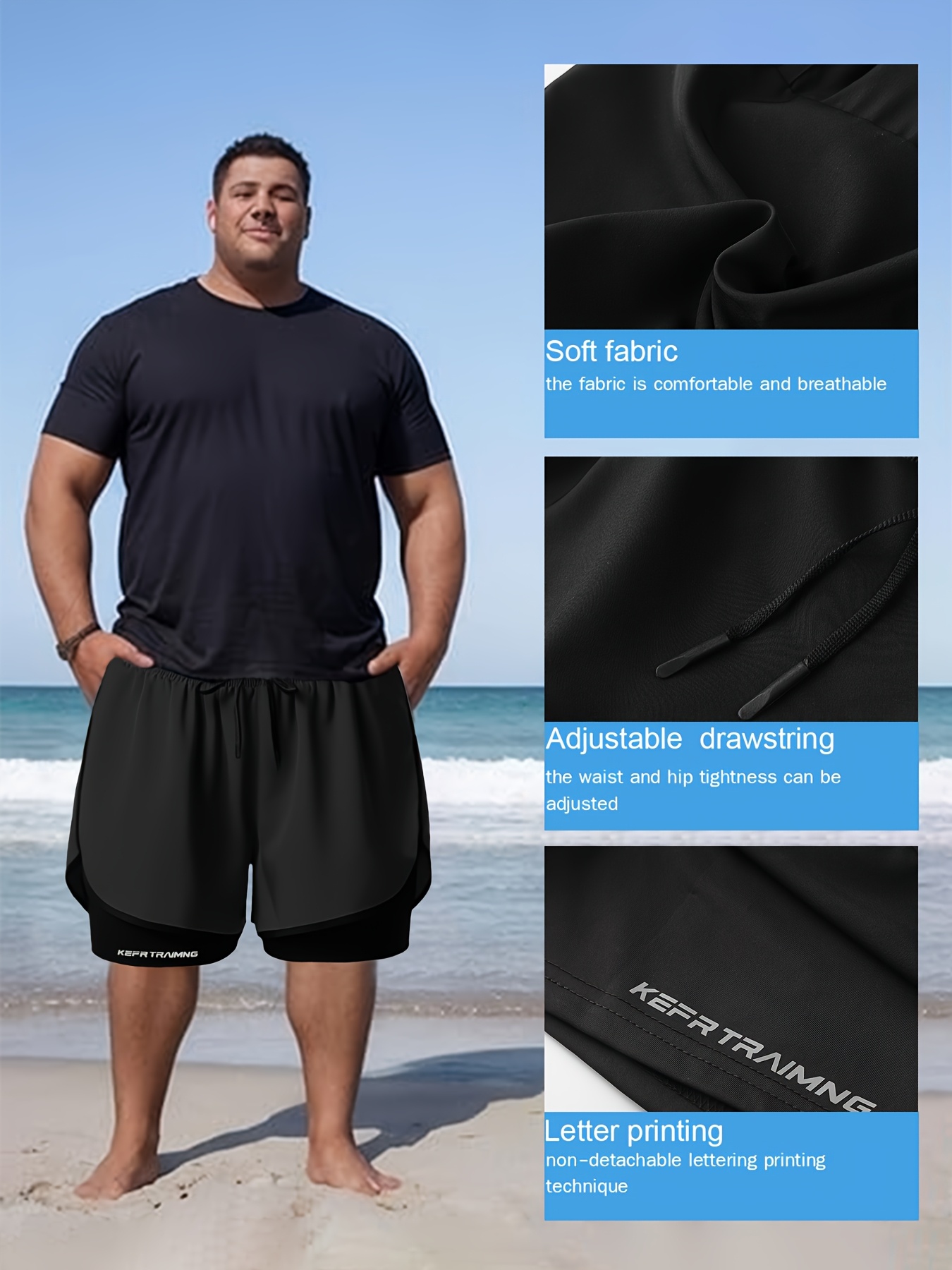 plus size mens quick dry in running shorts compression Temu