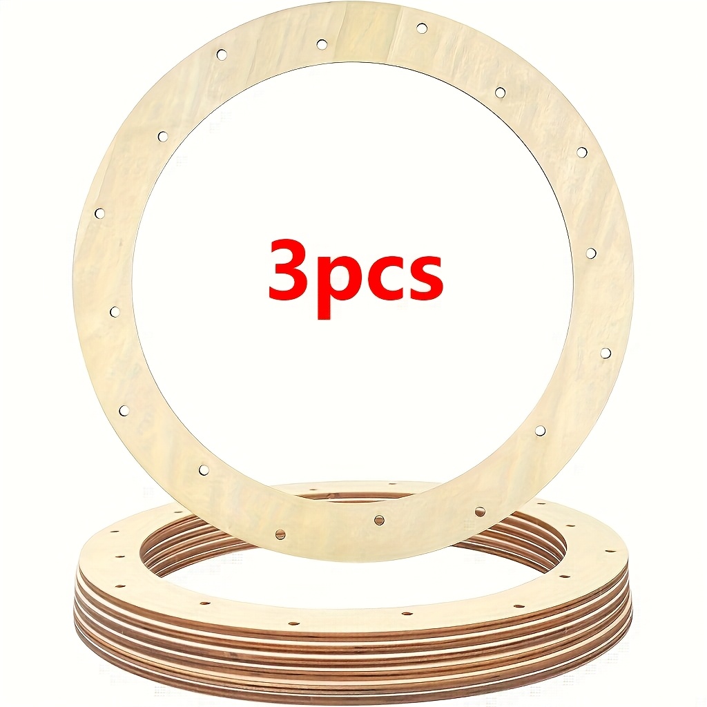 TEMU 3pcs Large 12-inch Wooden Wreath Frame With 16 Holes - Diy Craft Ring For Floral Arrangements, Home Decor, And Party Centerpieces, Small