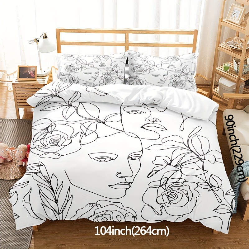 TEMU Ensemble de Literie Moderne INS pour Femme, Motif Ligne , Pièces
