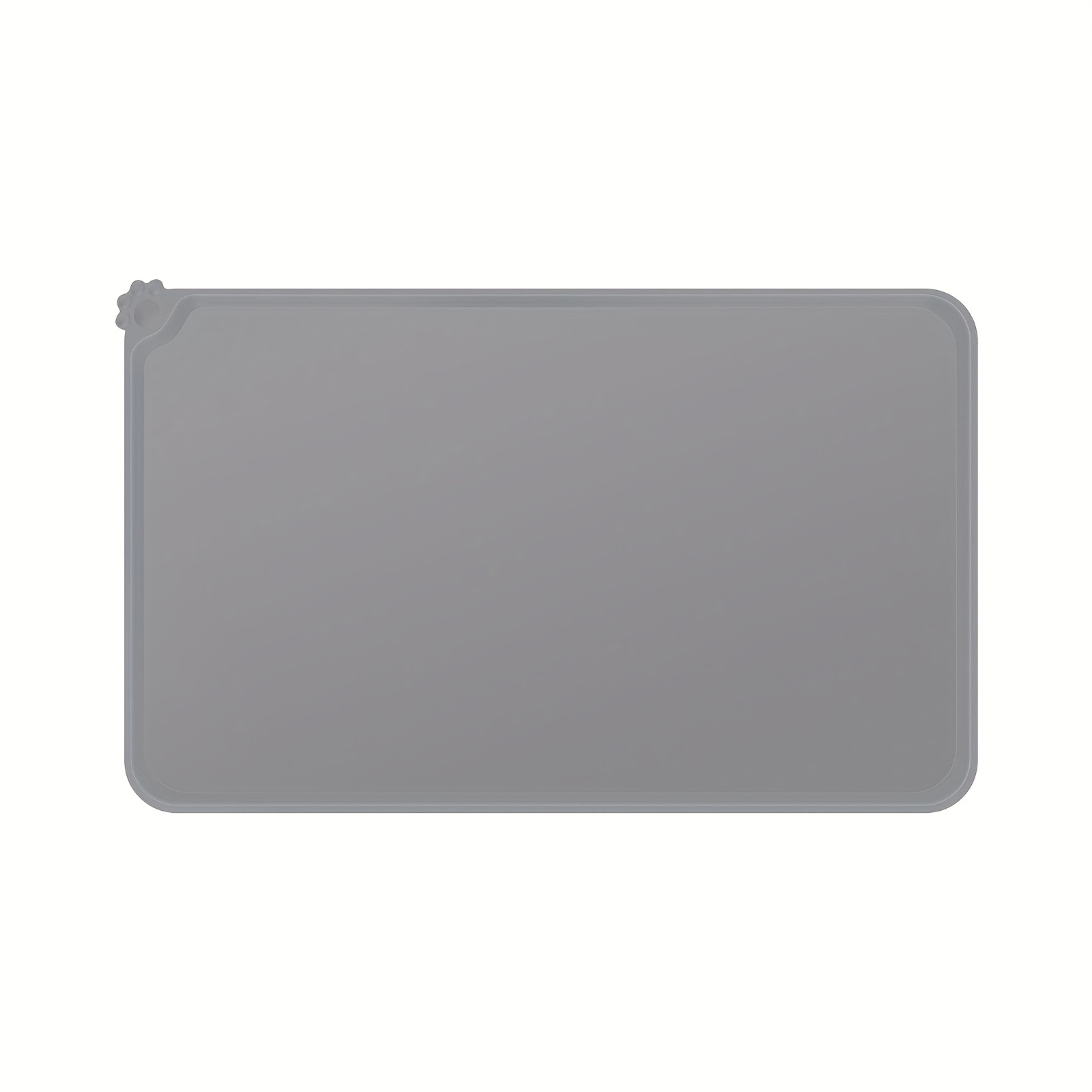 TEMU Premium Silicone Dog Food Mat - Non-slip, Waterproof Pet Feeding Pad For , Easy To Clean, Gray, 19x12 Inches, Synthetic Rubber Material, Pet Feeding Station | Accessory | Waterresistant Mat