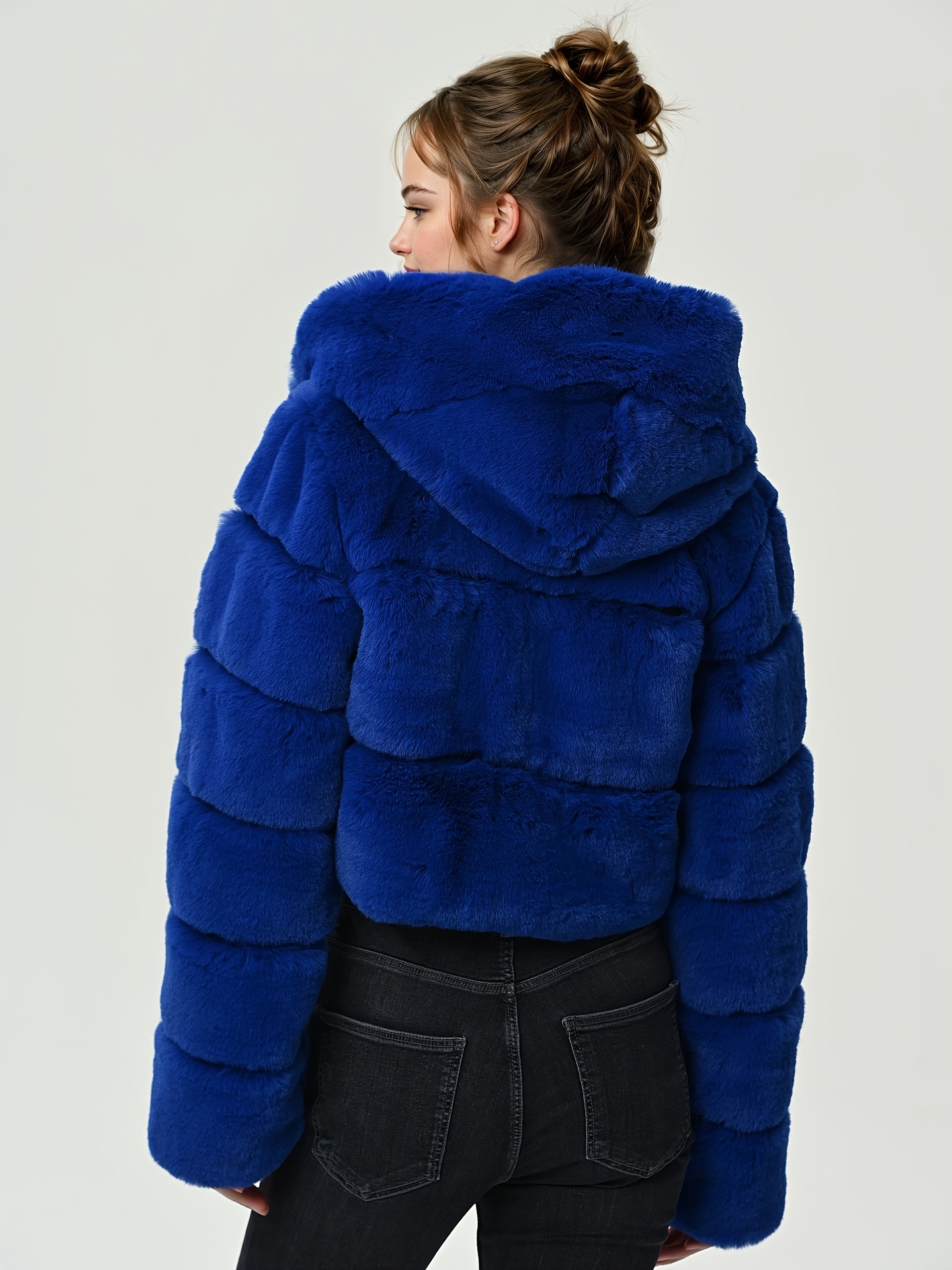 Veste Courte Fausse Fourrure Femme - Manteau Hiver Chaud à Poils Longs, Poches - Style Élégant