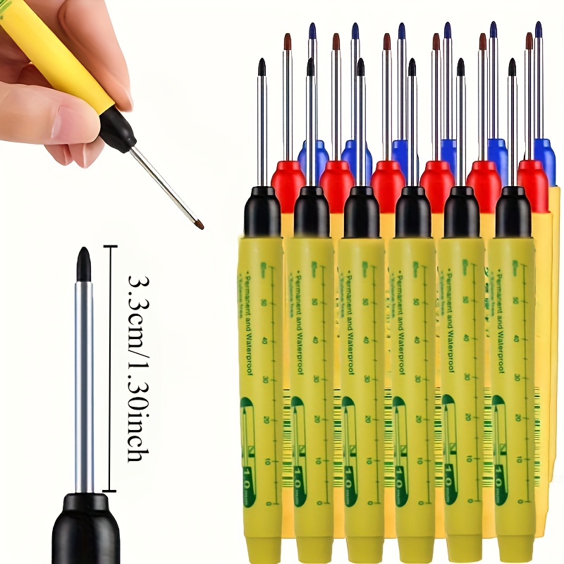 

6pcs Plastic Set, Long Head Marking Pens For Woodworking And Decoration, Deep Hole Multipurpose Marking Tool