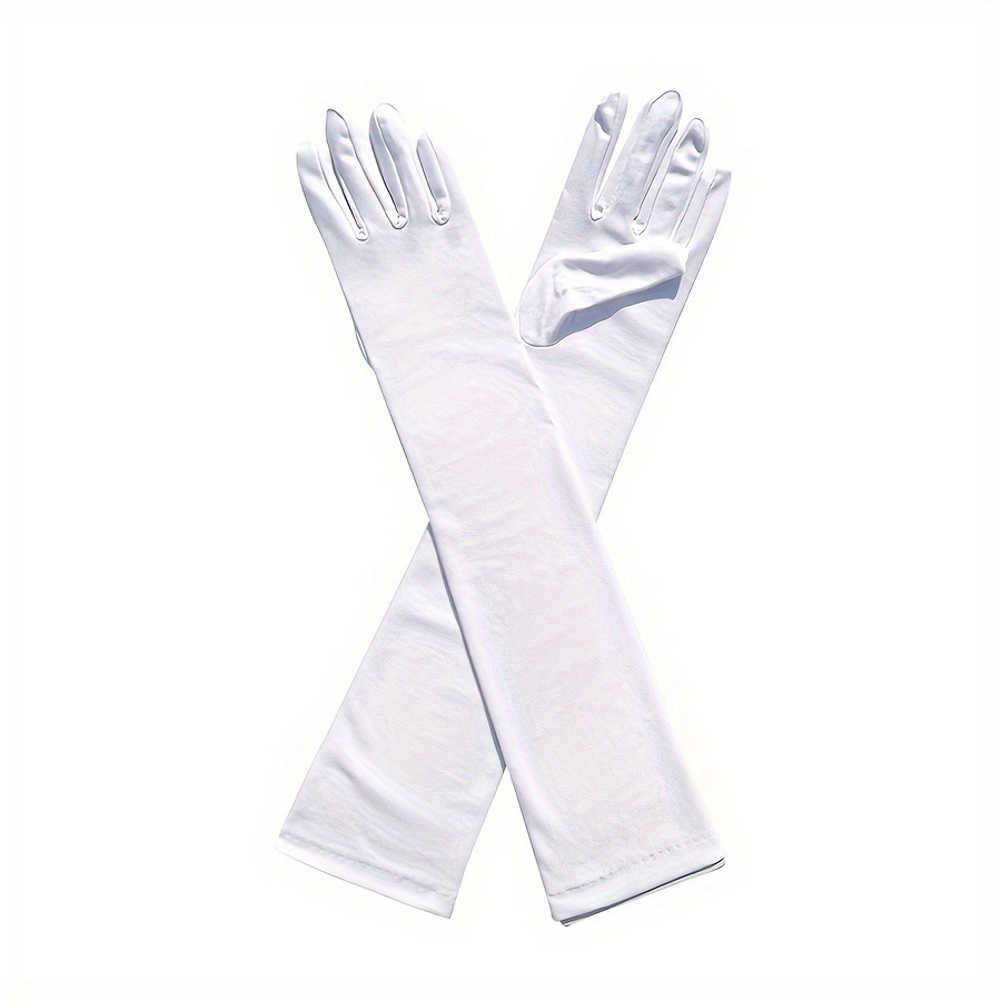 Image of High-elastic Summer Sunshade Gloves Solid Color Long Spandex Spring Summer Thin Breathable Arm Protection Formal Tight Arm Sleeve Elastic Gloves Performance Banquet Costume Gloves