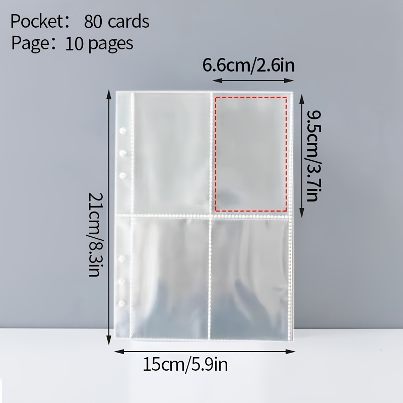 TEMU 10pcs 40 Pockets 6-ring A5 Loose-leaf Binder Sets, Set-change Card Sleeve, Double-sided 4-pocket Page Protective Film, Ultra-transparent Kpop