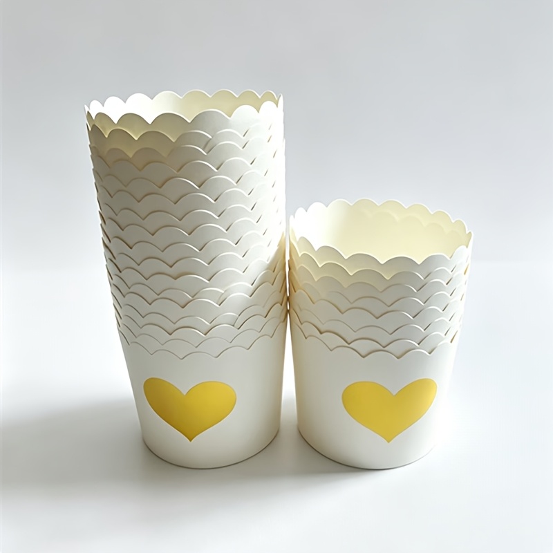 Image of 25pcs Heart Pattern Baking Cups Heat Resistant Muffin Liners Disposable Cake Paper Cups For Oven Air Fryer Wedding Holiday Party Dessert Baking Tools
