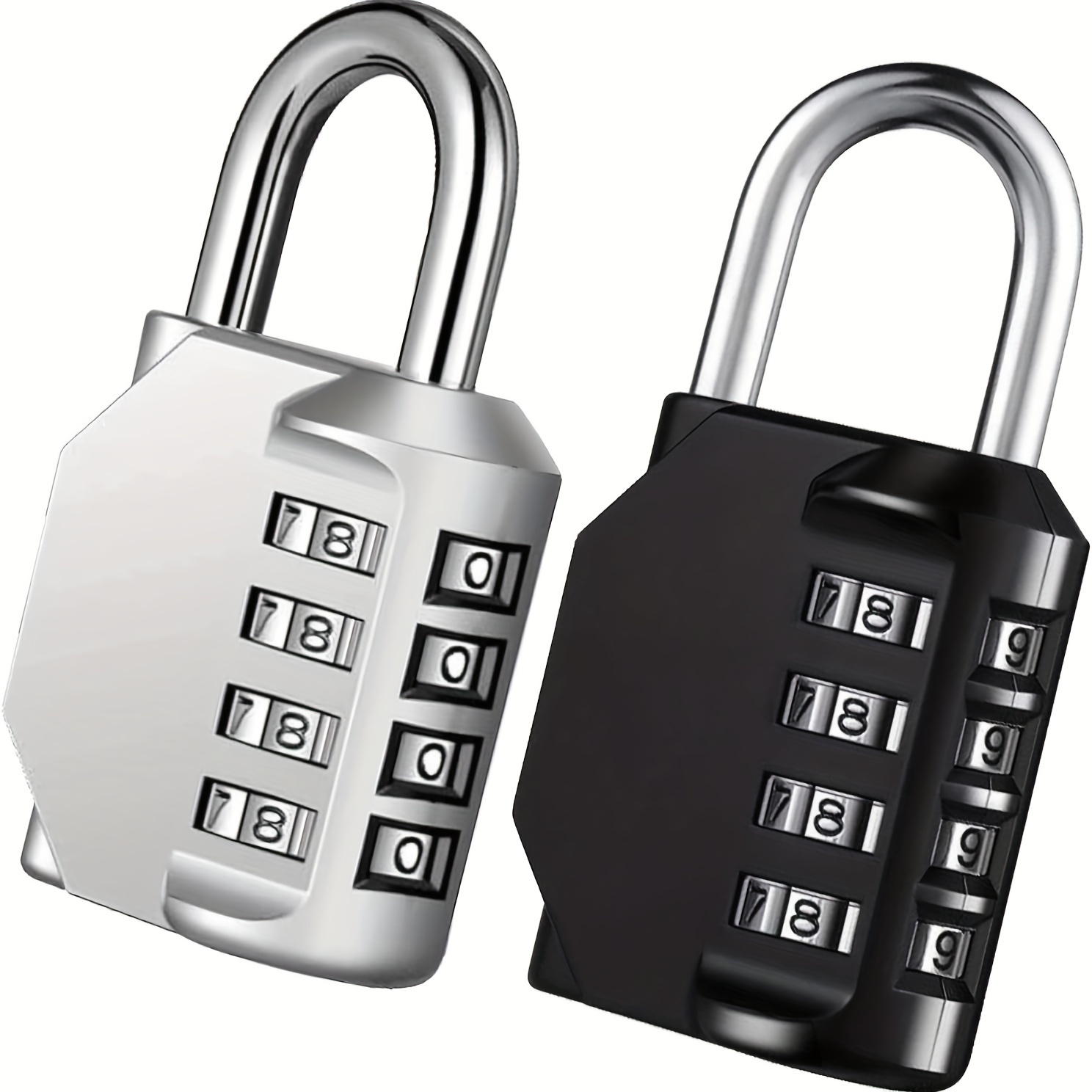 

2pcs Combination Locks, 4-digit Code Padlocks, Ultra Portable & Heavy Duty, 1.26in Shackle, Black & Silver For School Lockers, Gym, Gates, Storage, Weatherproof Security Lock Set