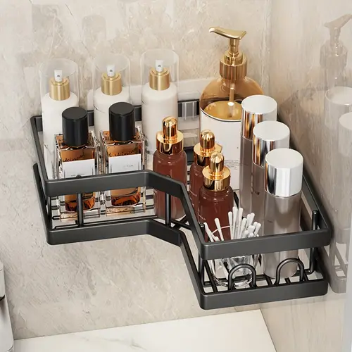 5pcs shower caddy bathroom organizers and storage bathroom shower organizer counter corner shower caddy for home bathroom decor no drilling large shower shelves storage black local warehouse