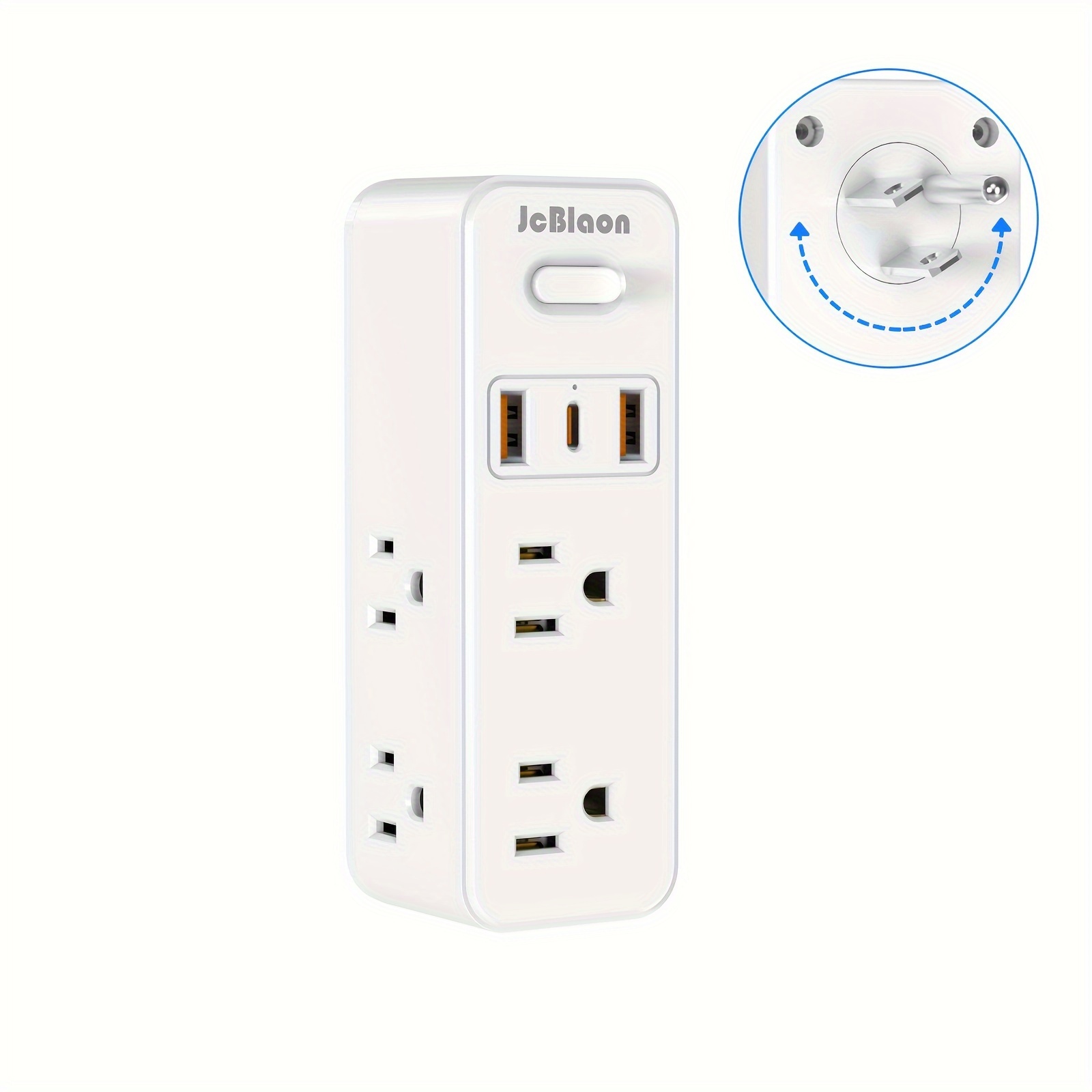 

Protector Outlet Extender- Multi Plug Wall Outlet With Rotating Outlet Adapter, 6 Ac Outlet Splitter With 3 Usb Ports (1 Usb C), 3-sided Outlet Adapter Compact Charge For Home Travel Office