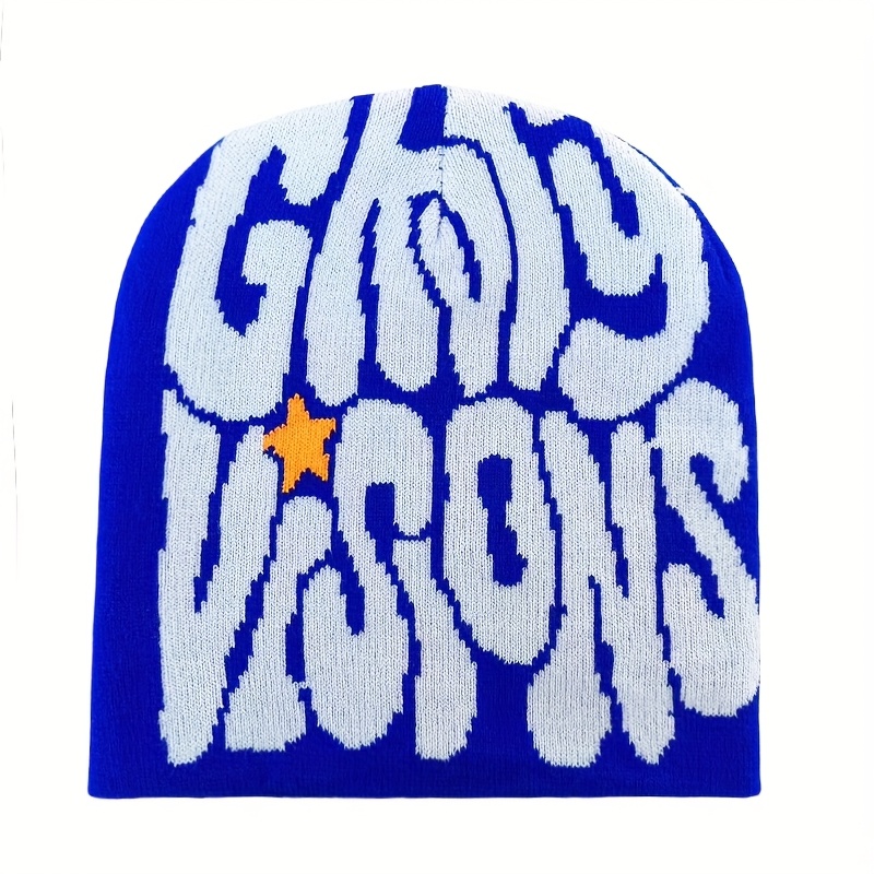 y2k brimless beanie unisex hip hop hat letter jacquard warm - Temu