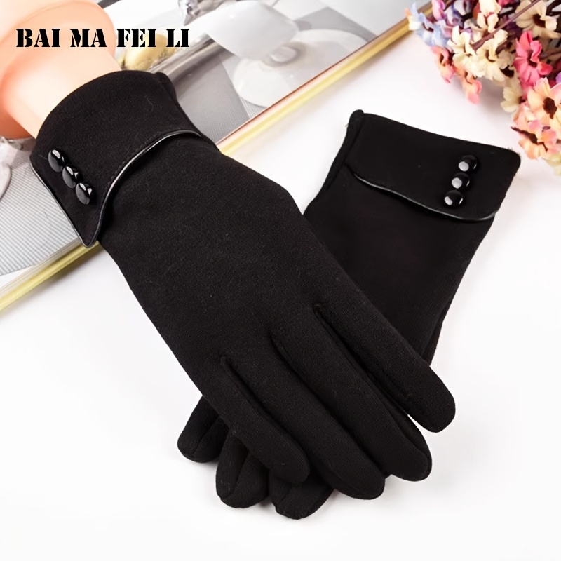 TEMU Bai Ma Fei Li Women's Fall/winter Thermal For Hiking & - Polyester, Windproof Fleece-lined Accessories, Knit Fabric, Hand Wash Only