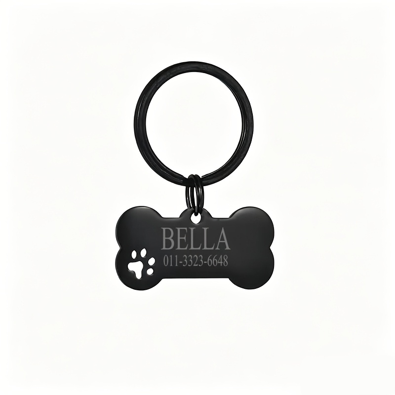 TEMU [Personnalisé] et médiators pour chien personnalisés, chiens de compagnie, médiators pour chiot, lanières de cou -perte, porte-clés avec d'os et