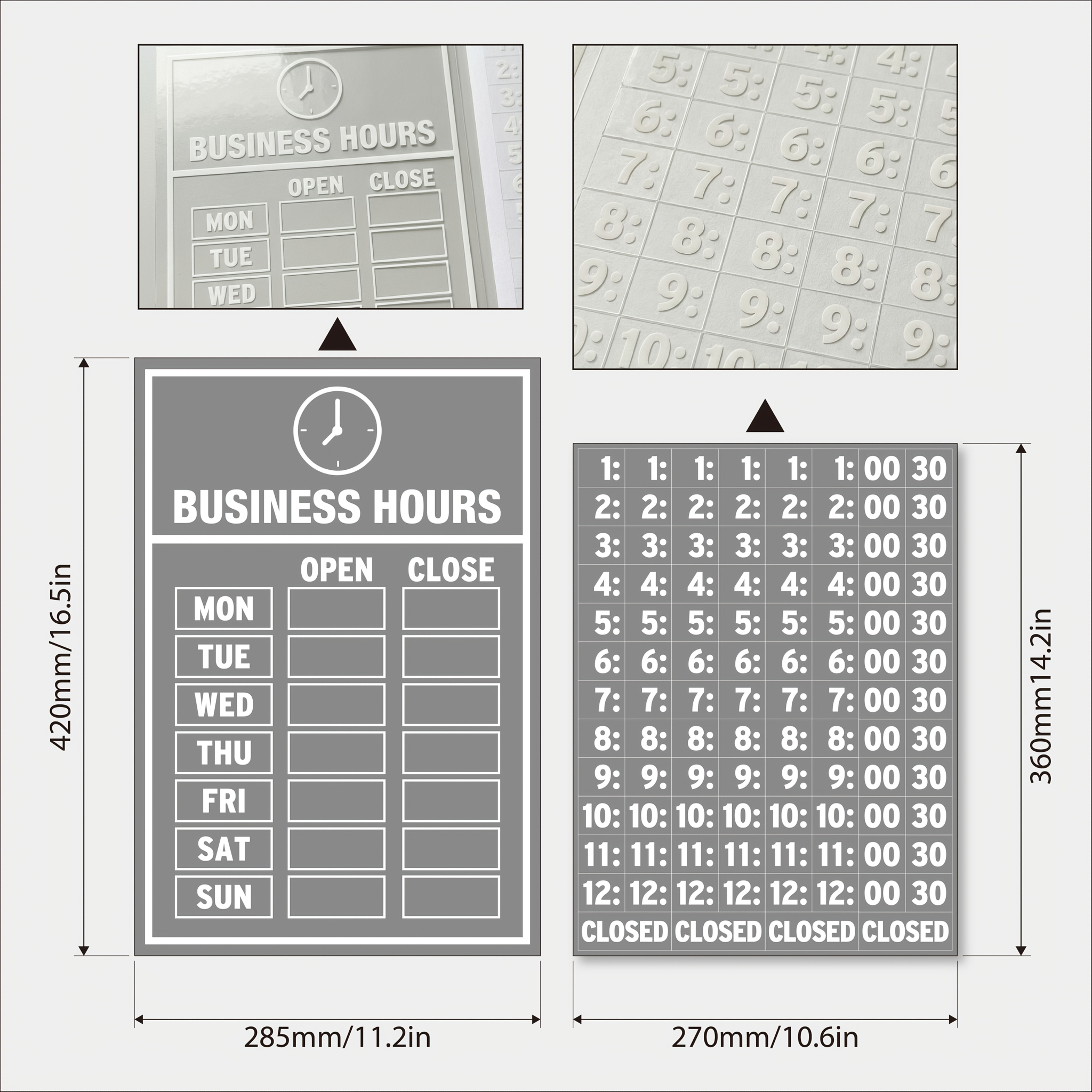 Image of 2 Sets Business Hours Window Decal, Clear Uv Resistant Store Hours Sticker, Self-adhesive Open Close , White Ink Transparent Vinyl For Glass Door