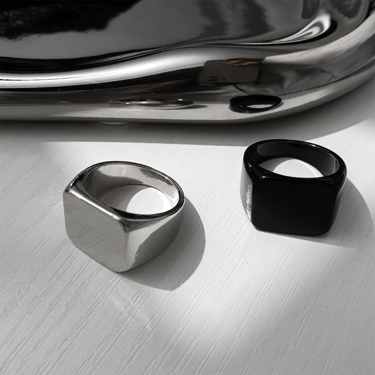 Men's Retro Minimalist 316 Stainless Steel Square Ring