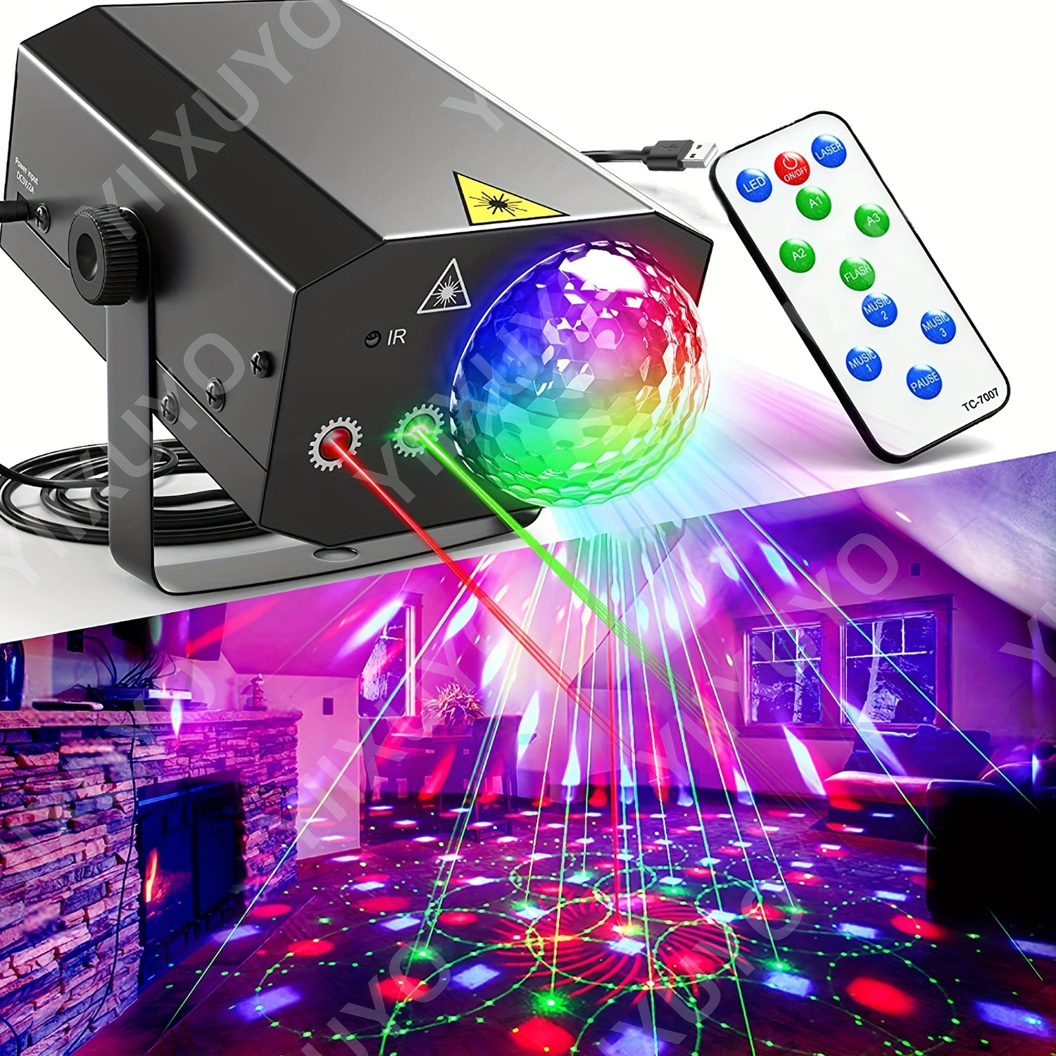party lights dj disco ball lights gobo projection sound Temu