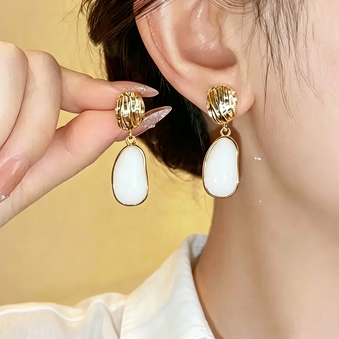 5 Pairs Elegant Irregular Oval Geometric Drop Earrings Set