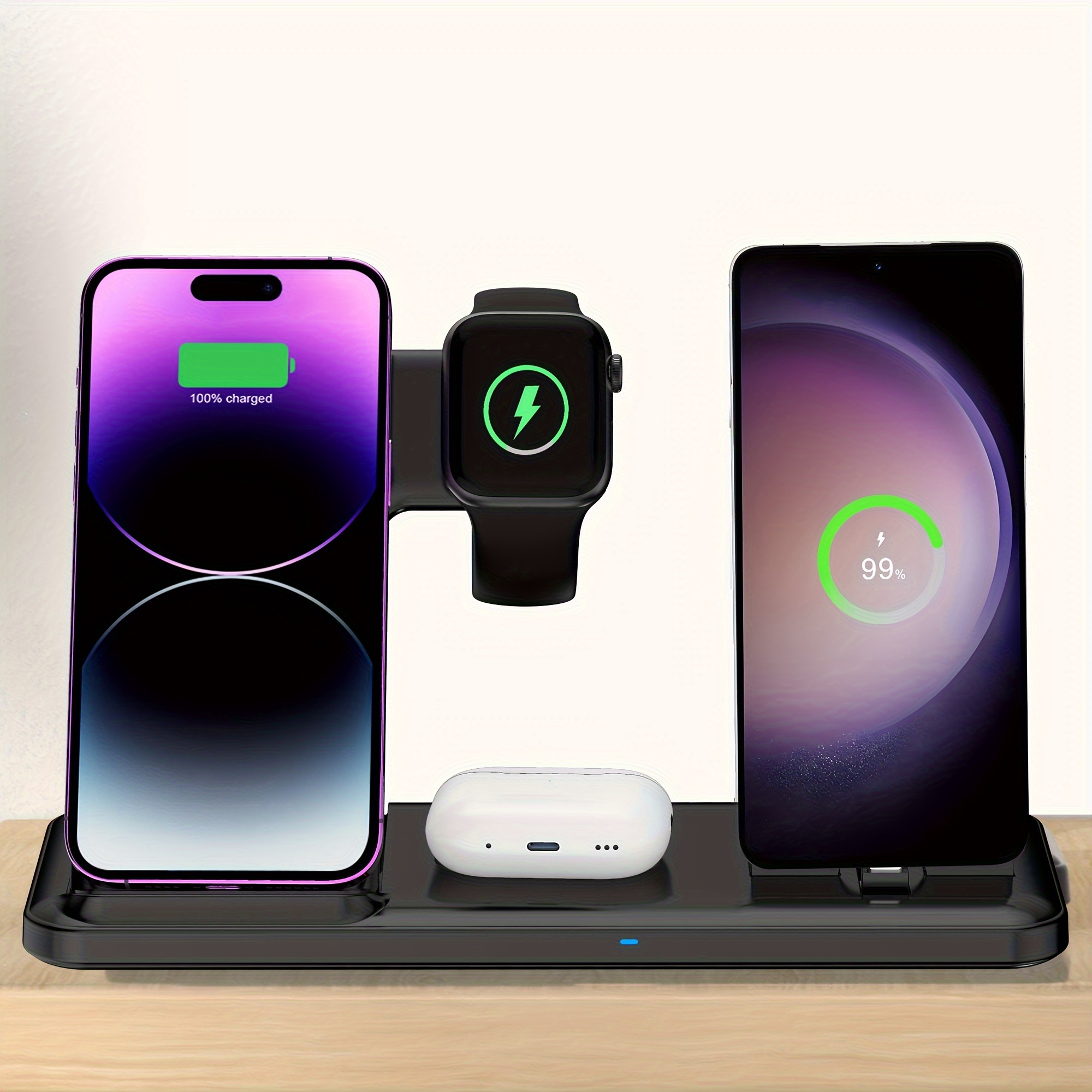 

4-in-1 Foldable Wireless Charger, Multi-device Charging Station, Dock Stand For , Iwatch, Airpods, Usb Type-c, , Wireless, Usb Power, 36v Max Voltage, No Battery Included