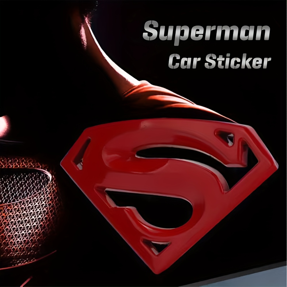 TEMU 1pc League Superman Car Emblem | 3d Stereoscopic Metal Car Modification | Cartoon | Gift | Car Decoration