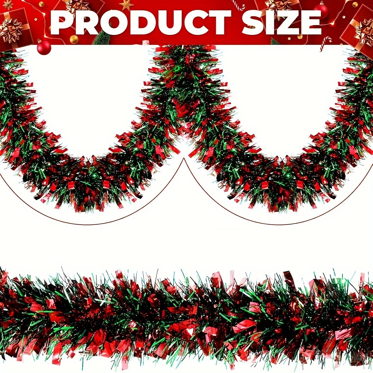 

1pc Christmas Garland - Red & For Decor, No Needed,