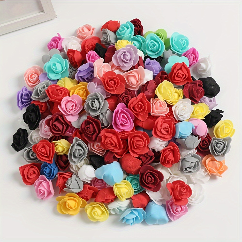 

100pcs Rose Head, Artificial Rose Foam Fake Flowers, Diy Handicrafts , Shower Center Decoration Flowers, Party Table Home Decoration