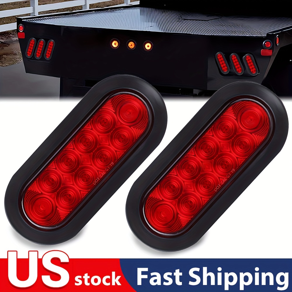 

Pair Red Trailer Sealed Red 6" Oval Led Light