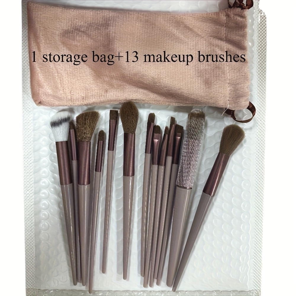 TEMU 13 Makeup Brushes, Complete Set, Soft And Fluffy Bristles, Professional Cosmetics, Hybrid Makeup Brushes, Beauty Tools, Eyelash Extension Tools,