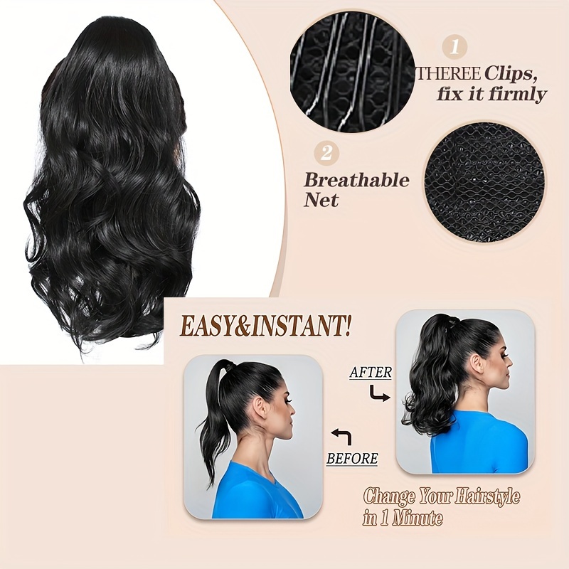 1pc curly wave ponytail extension synthetic fiber hairpiece for women versatile clip in ponytail hairpiece for all   ideal for halloween christmas and daily wear details 8