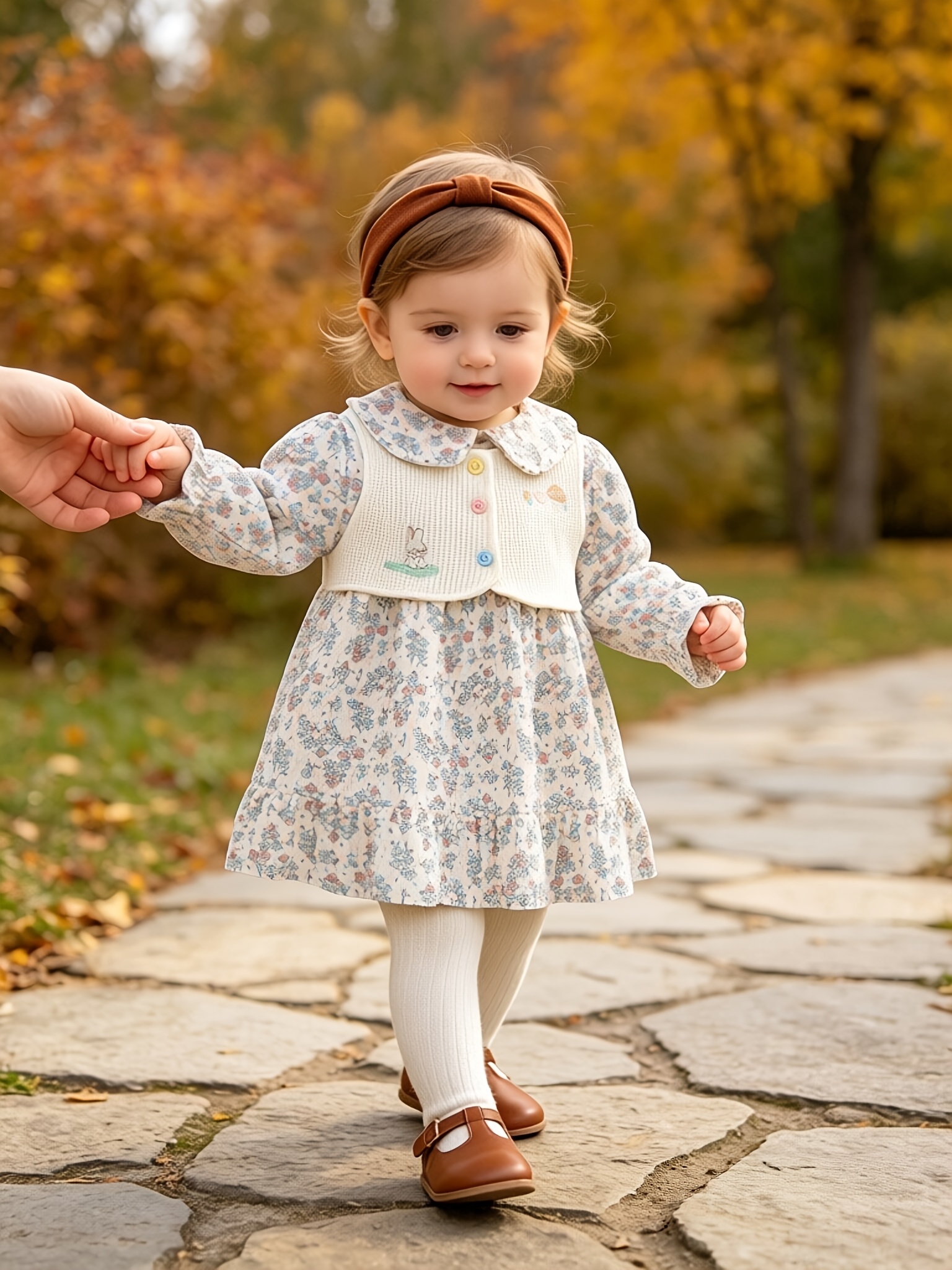 Cute Casual Baby Girl Dress Autumn * Small Floral Doll Collar Long Sleeve Fashion * Outing Princess Dress Infant Autumn Dress