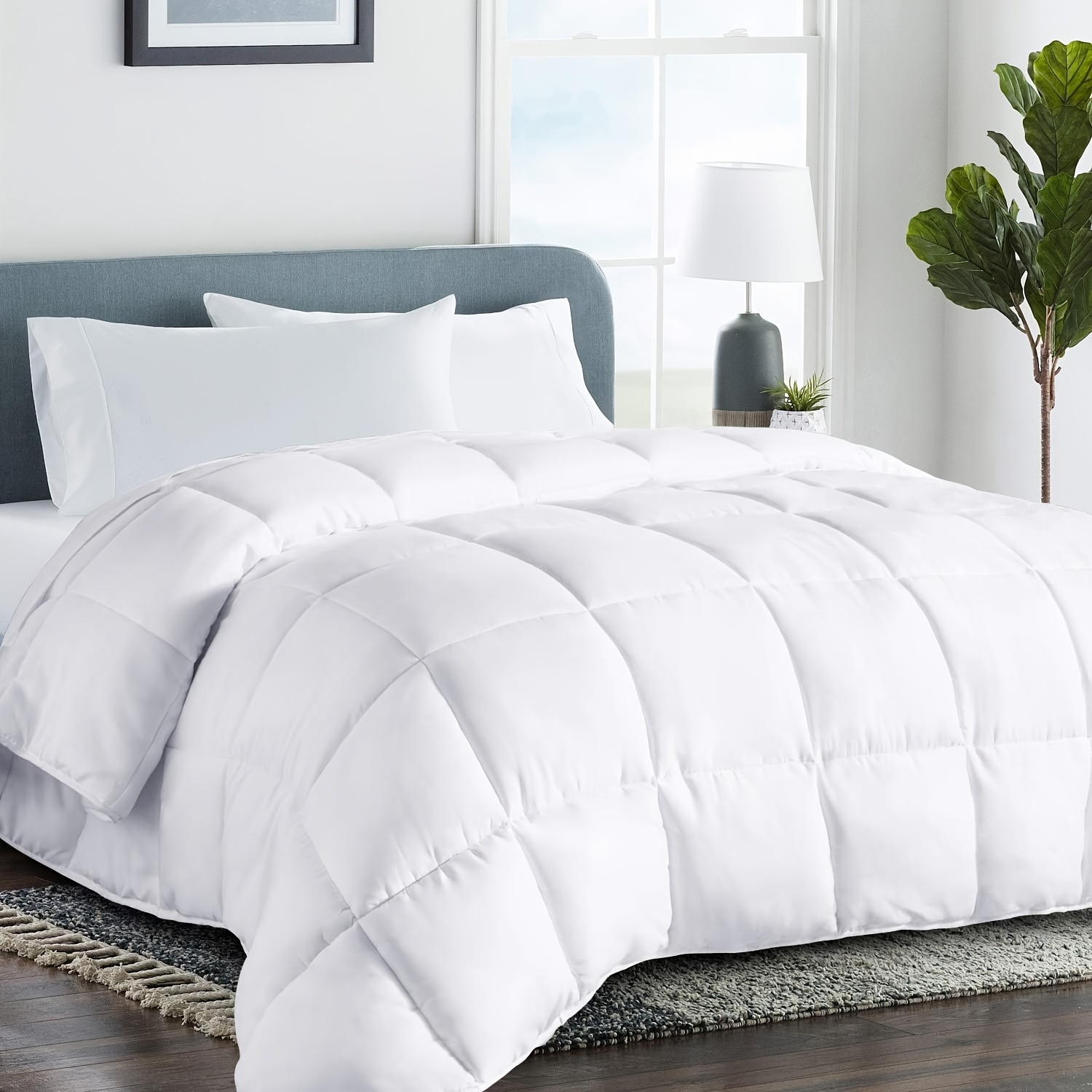 

Down Alternative Comforter All Season Duvet Insert (white)-ultra Soft Double Brushed Microfiber Quilt Cover, Classic Box Stitched With 8 Corner Tabs