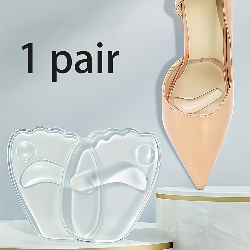 Image of 1 Pair Of Gel Silicone Insoles With Self-adhesive Forefoot Pads, A Must-have For Women's High Heels, Anti-slip Half-size Insoles, Anti-blister And Anti-chafing