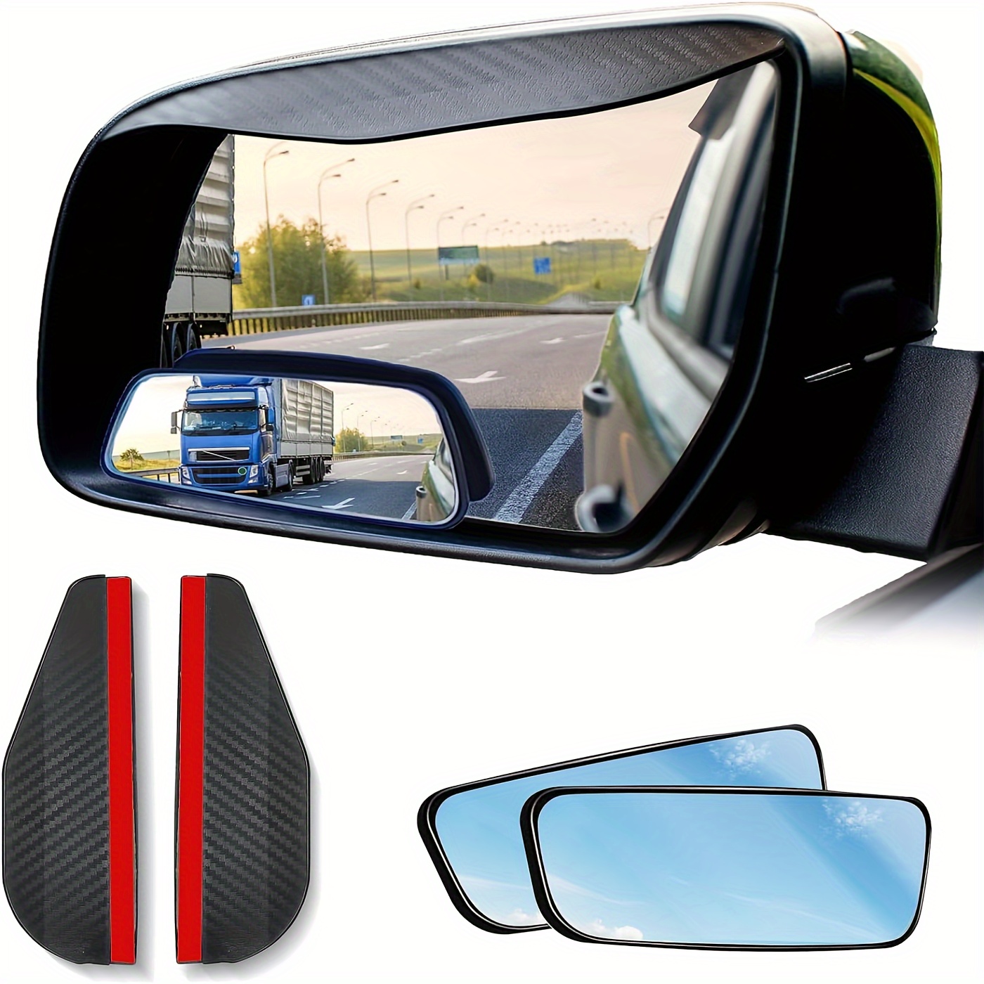 

4-piece Fit Wide Angle Car Rearview Mirrors With 3x View & Rain Covers - Adjustable Blind Spot Side Mirrors For Cars, Suvs, Trucks
