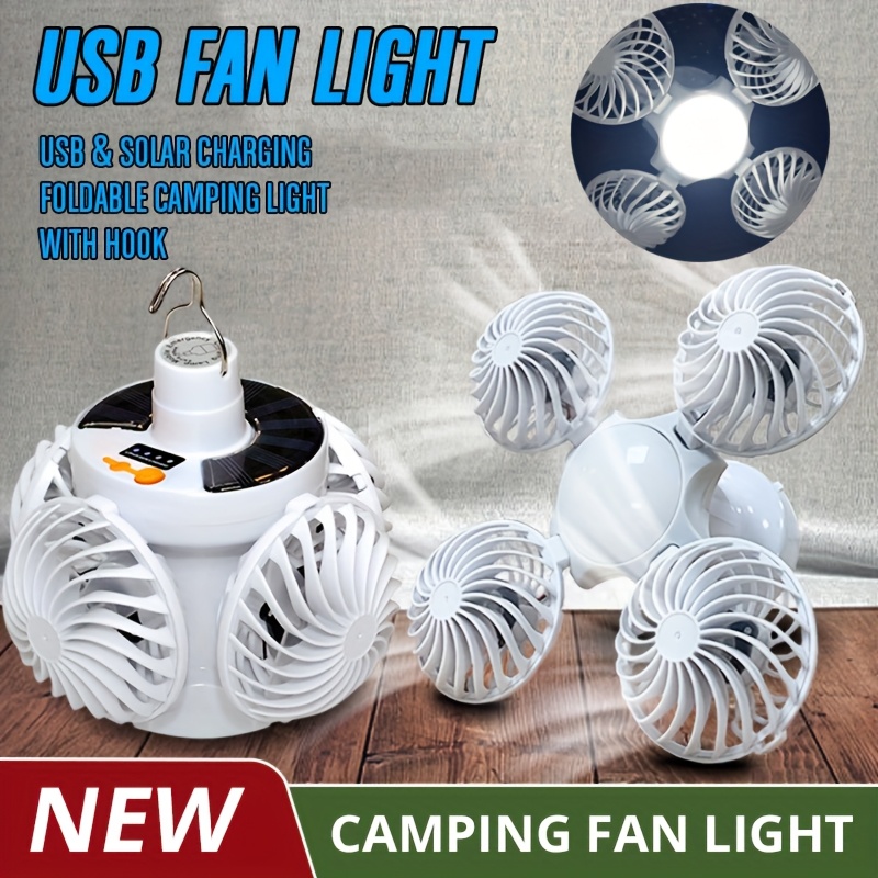 Multifunktionaler Solar Camping Ventilator, Solar Camping Licht mit  Deckenventilator, Solar und USB Wiederaufladbarer Tragbarer Elektrischer  Ventilator, Hngbarer Ventilator Handy Licht fr Sommer, ...