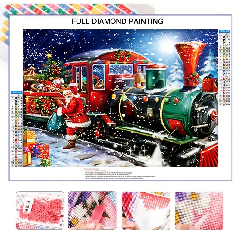 

1pc 5d Diy Artificial Full Round Diamonds Painting Set For Adults Beginners, Frameless Christmas Themed Pattern Diamonds Art For Home Wall Decoration And Gift 30*40cm