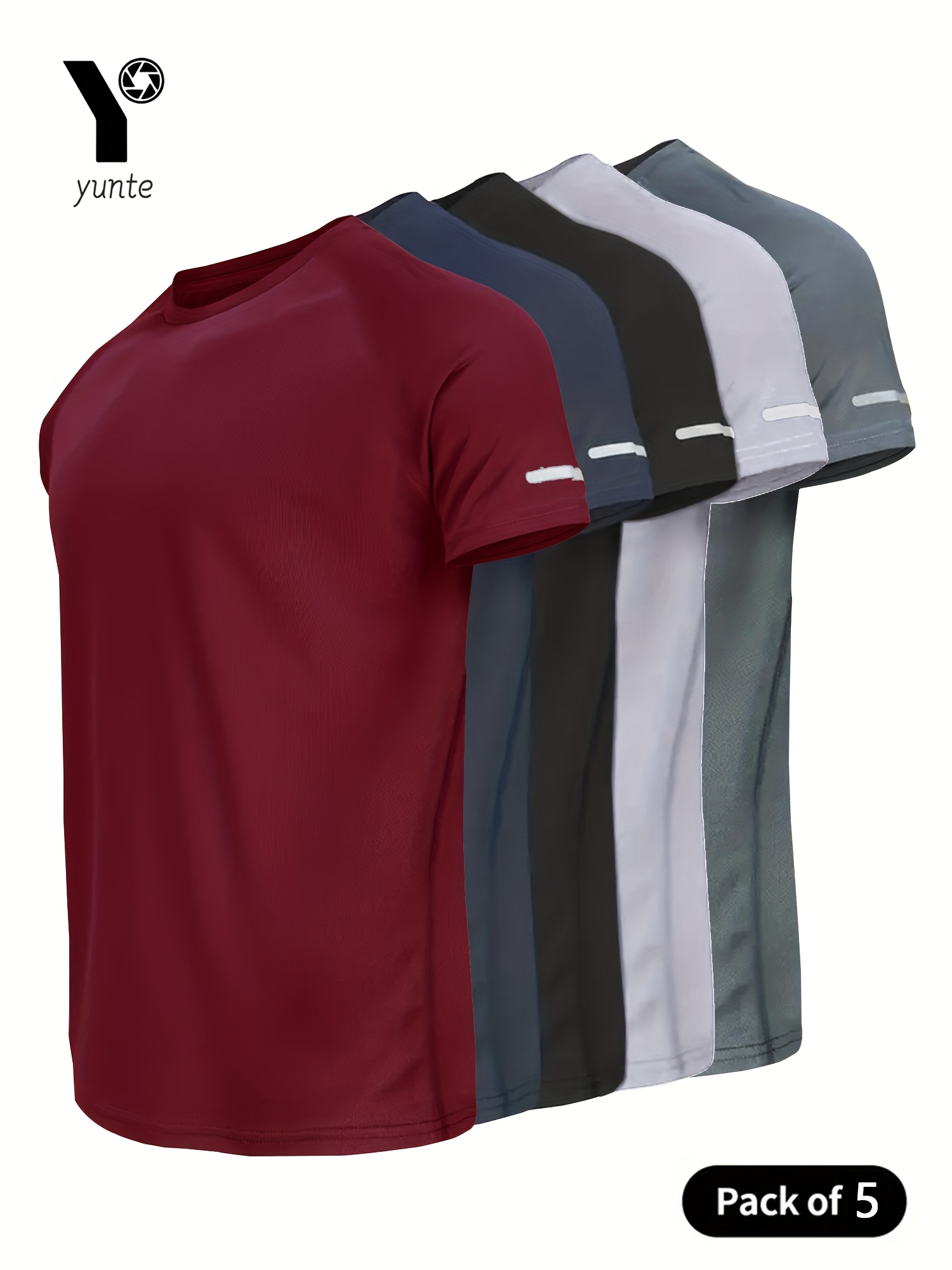 5pcs mens quick dry athletic t shirts gym running training shirts moisture wicking   with marble like     fitness apparel in maroon navy gray white black ideal for gym track casual wear gym attire sleek sporty look   running shirt modern activewear durable construction performance shirt gym enthusiasts