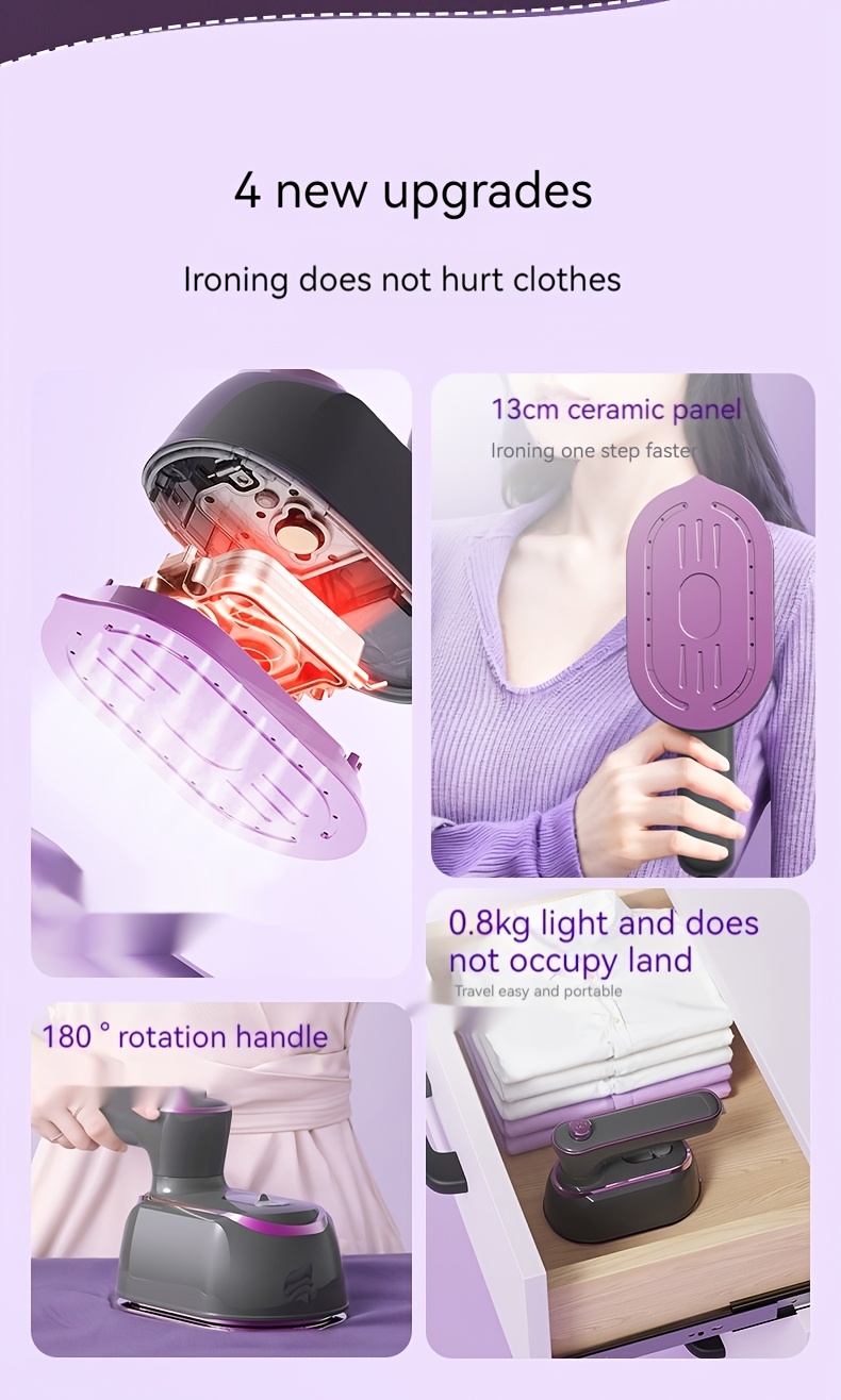 1000w steam electric iron 60ml garment steamer high power handheld garment steamer fast heating compact folding travel iron eu plug Product details 1