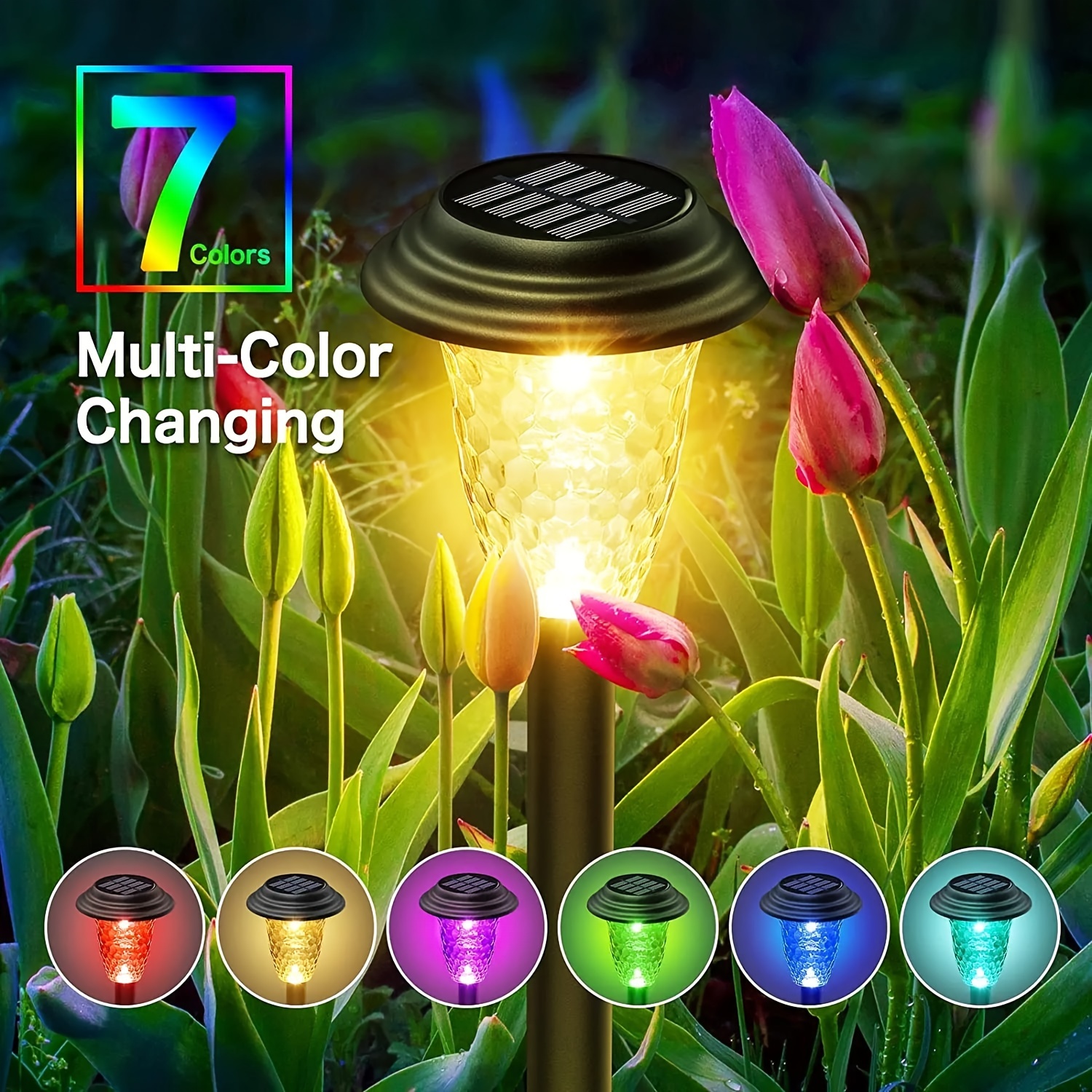 4   outdoor solar   lights rgb colorful warm white led solar stake lights with 10 hour   durable plastic polished   vintage lantern design for garden yard landscape patio driveway solar outdoor lights  way lights stylish     construction decorative   lights garden enthusiasts Product details 8