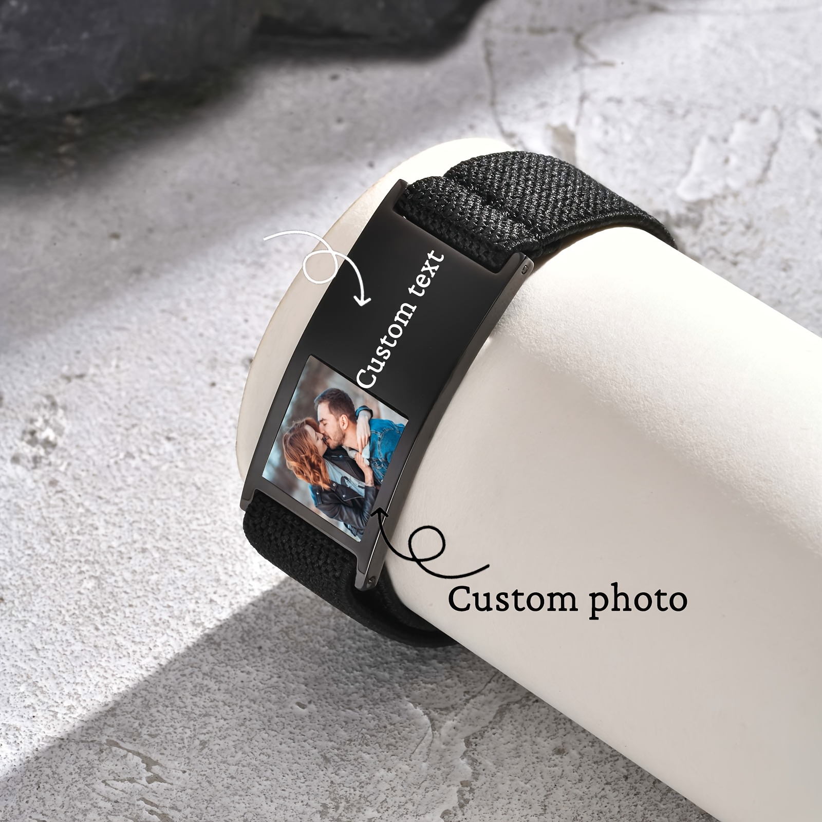 E-shop Personalisiertes Armband aus 304L Edelstahl mit Foto, Bohemian-Urban-Modestil, verstellbares Mesh-Band, ideal als Geschenk für Thanksgiving, für