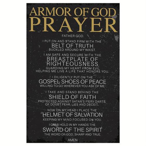 1pc frameless christian wall art canvas print of god prayer inspirational scripture artwork with golden lettering background religious home decor for wall tabletop spiritual encouragement gift inspirational wall decor 2d flat room decor
