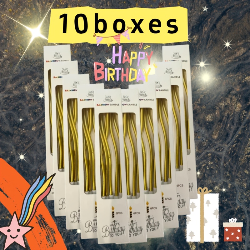 Image of 10 Boxes Golden Twisted Birthday Decorations - Elegant Party Supplies For Cake And Celebration, Halloween, Christmas