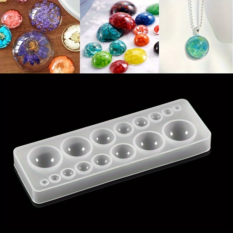 

1pc Silicone Epoxy Resin Mold For - Half Ball & Cabochon Pendant Casting Tool, Multi-cavity Design For Beads & Charms, Ideal For Craft Enthusiasts, Silicone Resin Molds