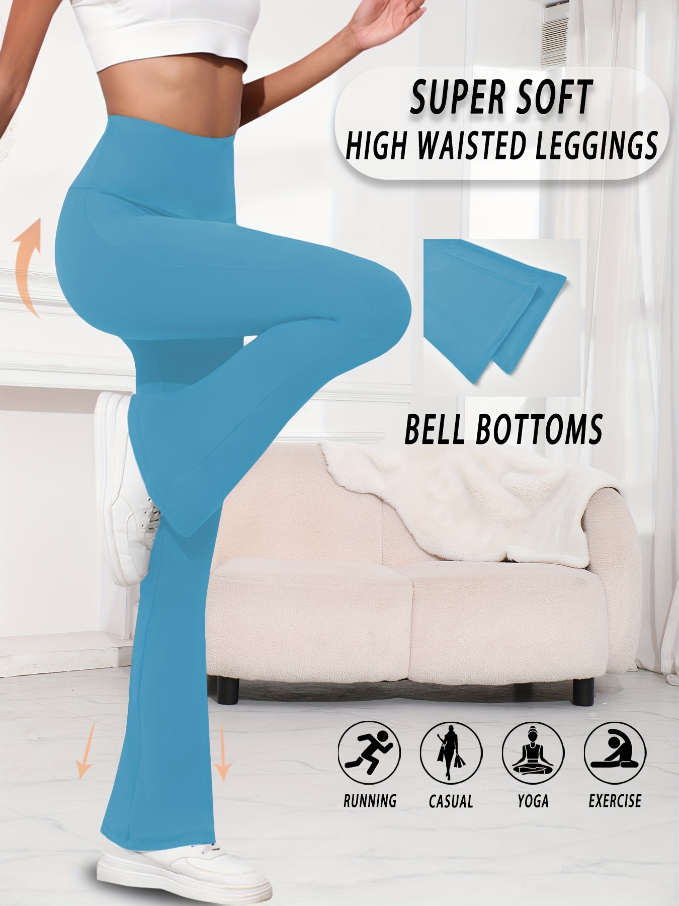 womens super soft high waist flare pants leggings tummy control soft bootleg bell  