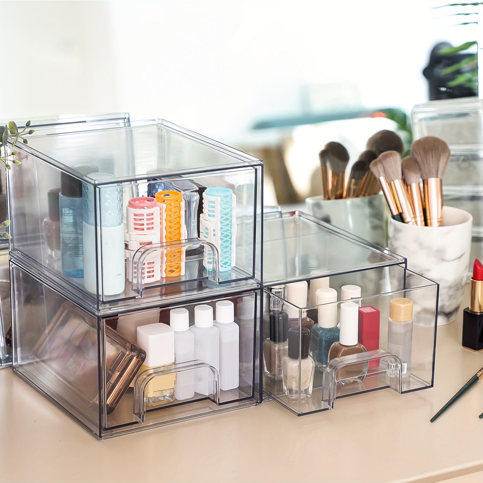   6pcs 12pcs 7 4in acrylic jewelry storage drawers clear stackable organizer boxes jewelry display bins storage for necklaces rings accessories makeups Product details 0