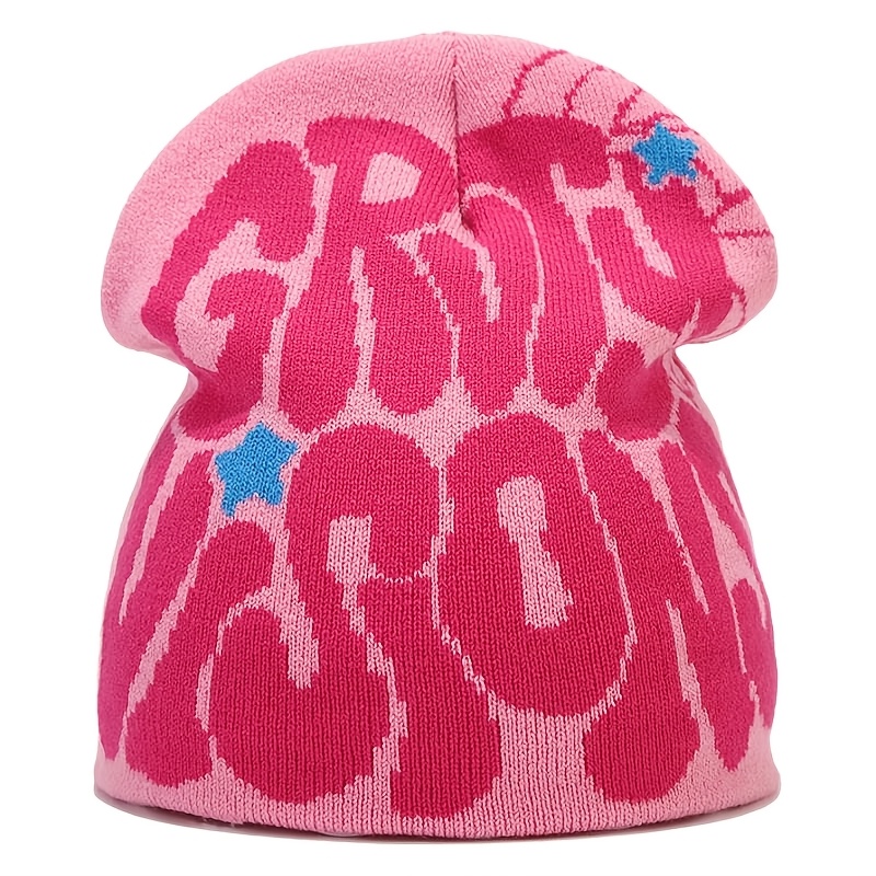 y2k brimless beanie unisex hip hop hat letter jacquard warm - Temu